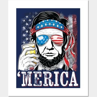 Patriotic Lincoln Merica 4th of July Posters and Art